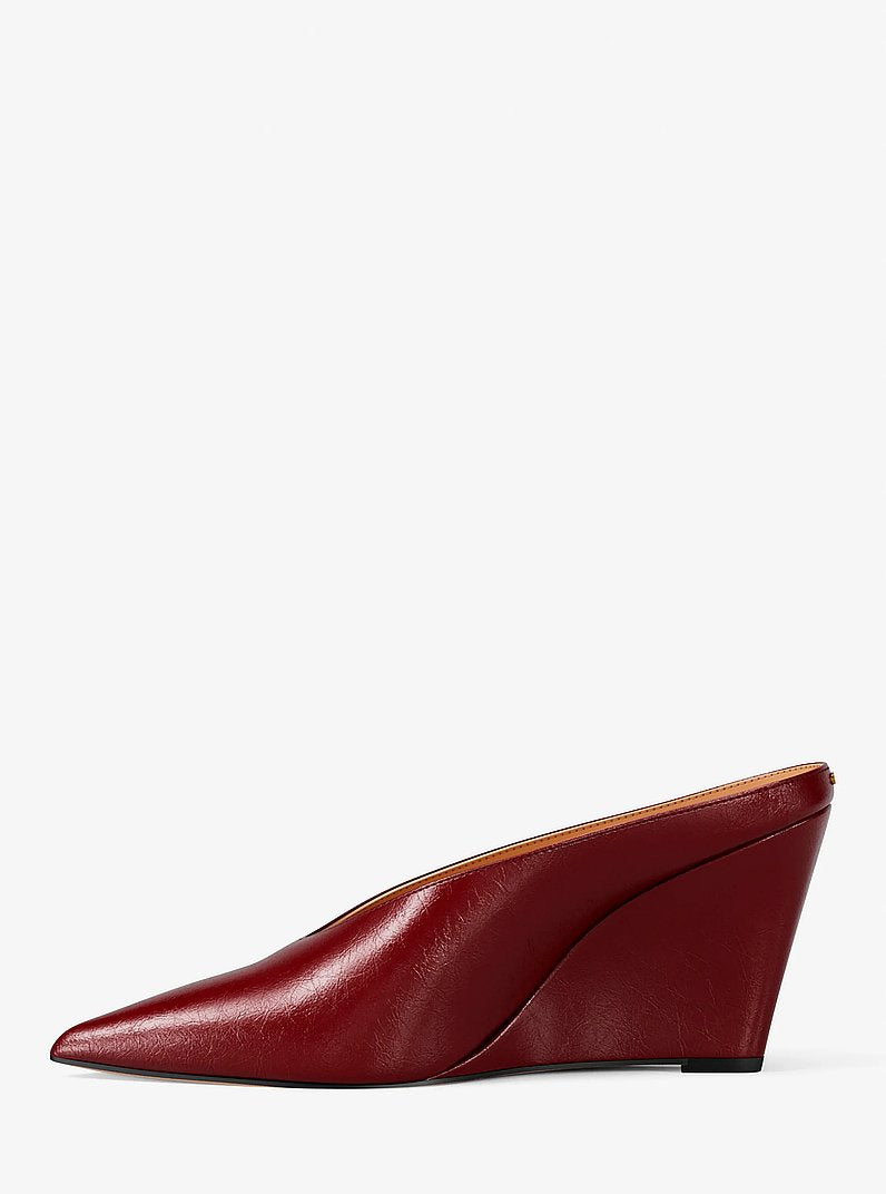 Michael Kors Xandra Leather Wedge Mule DEEP RED