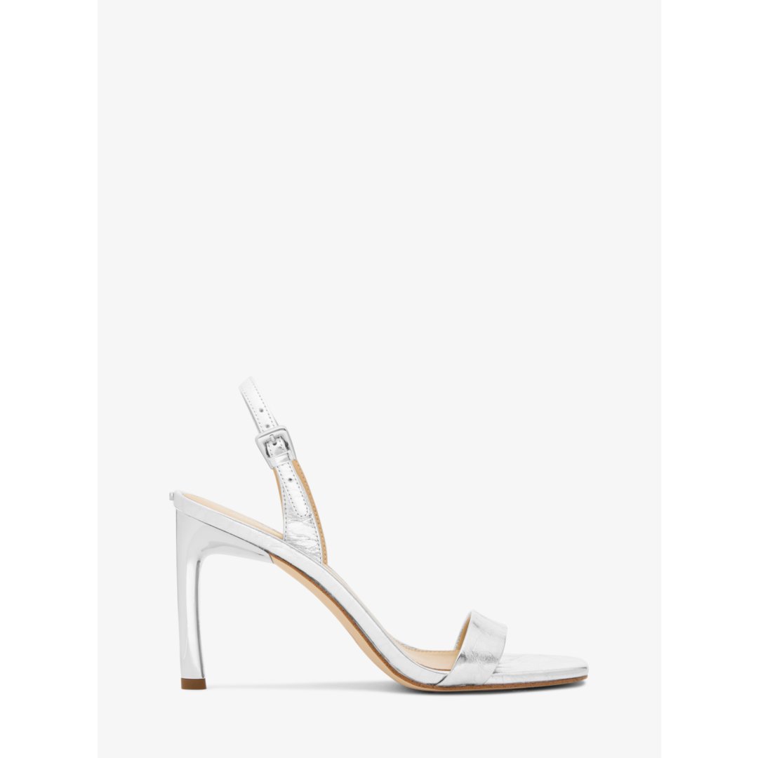 Michael Kors Kasia Crackled Metallic Leather Sandal