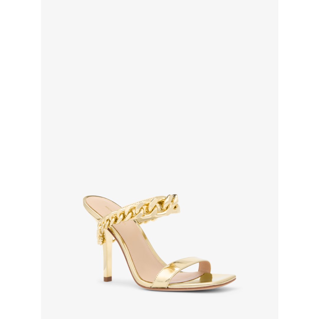 Michael Kors Bianca Embellished Metallic Leather Sandal