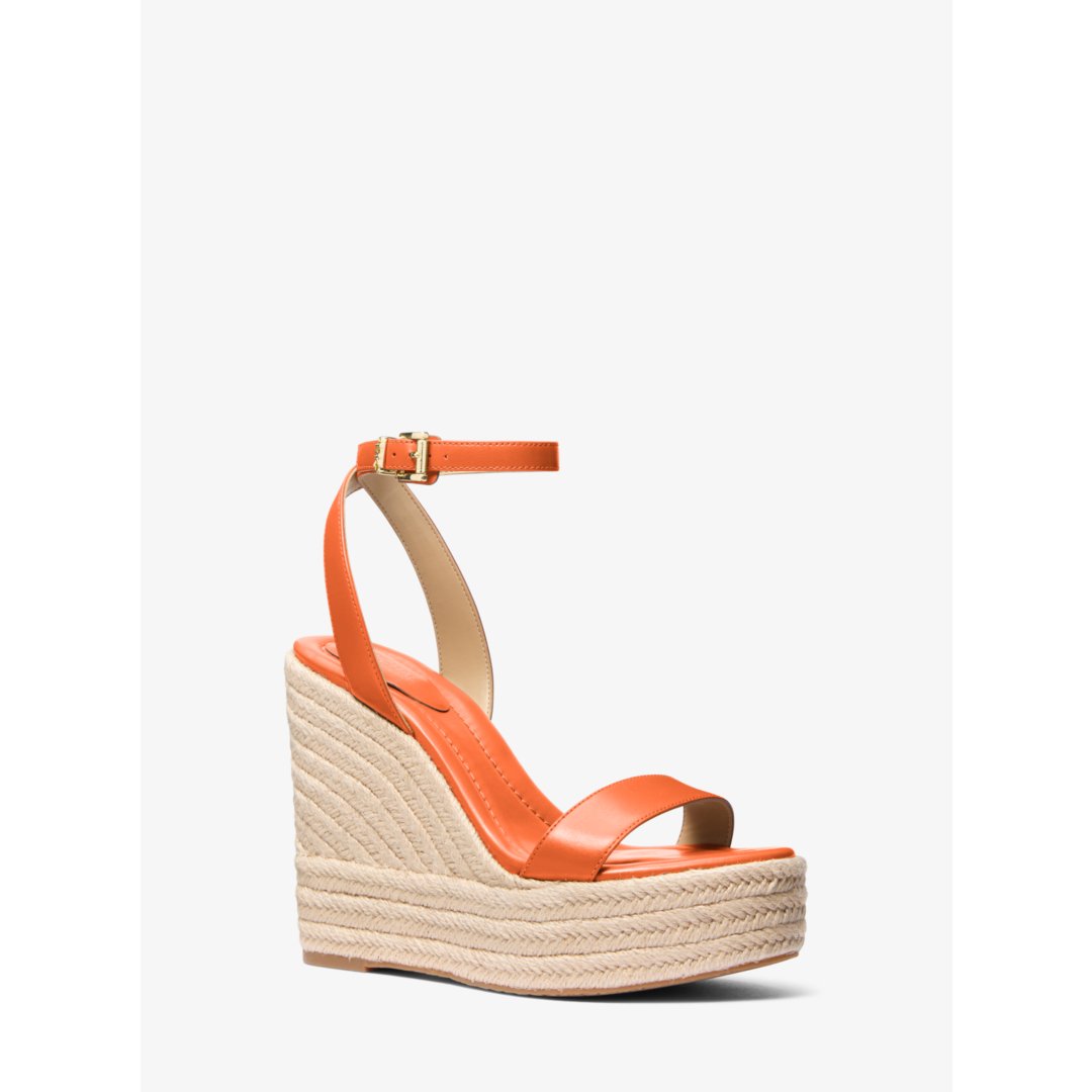 Michael Kors Leighton Leather Wedge Sandal