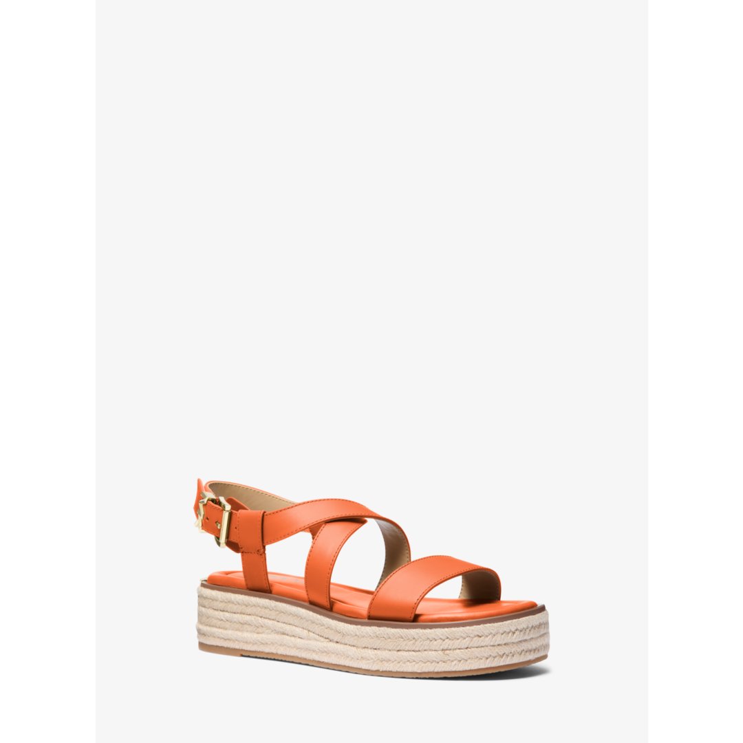 Michael Kors Lynn Leather Platform Espadrille Sandal