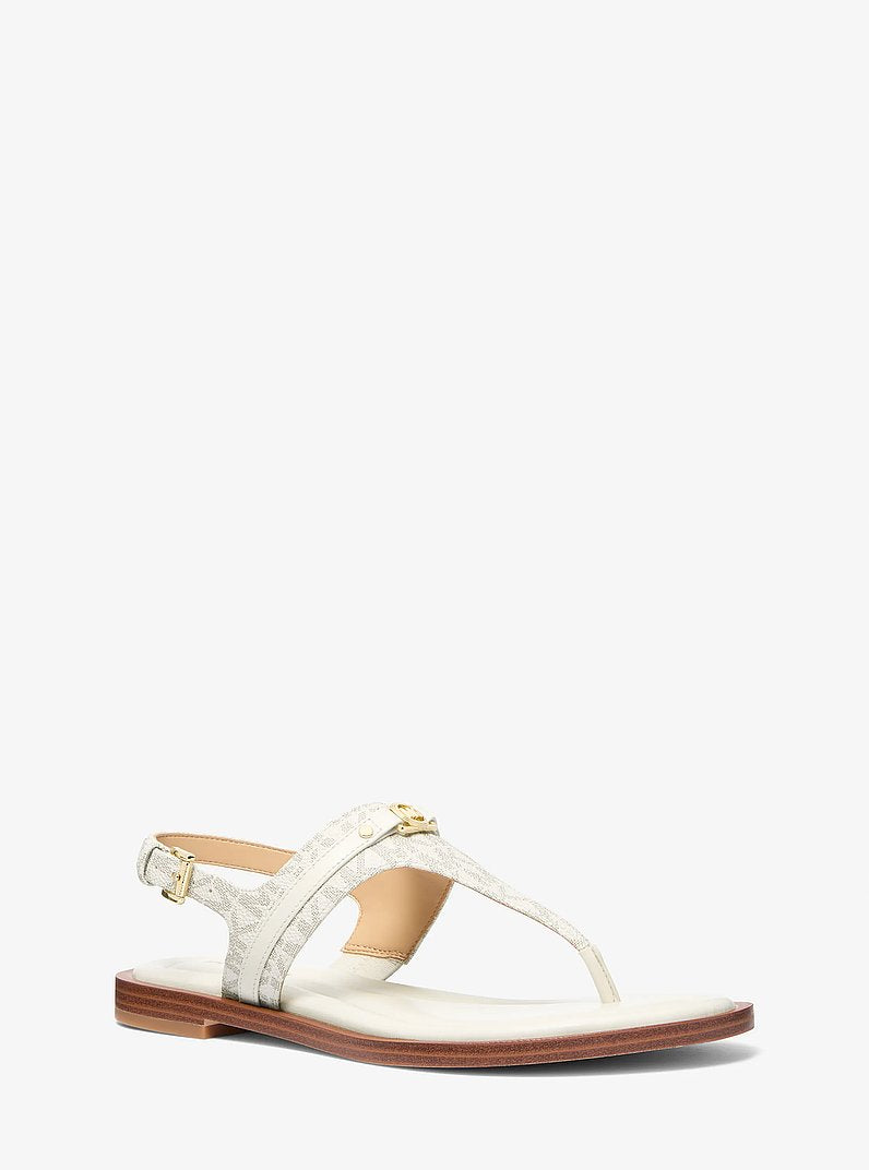 Michael Kors Mandy Signature Logo T-Strap Sandal VAN/CREAM