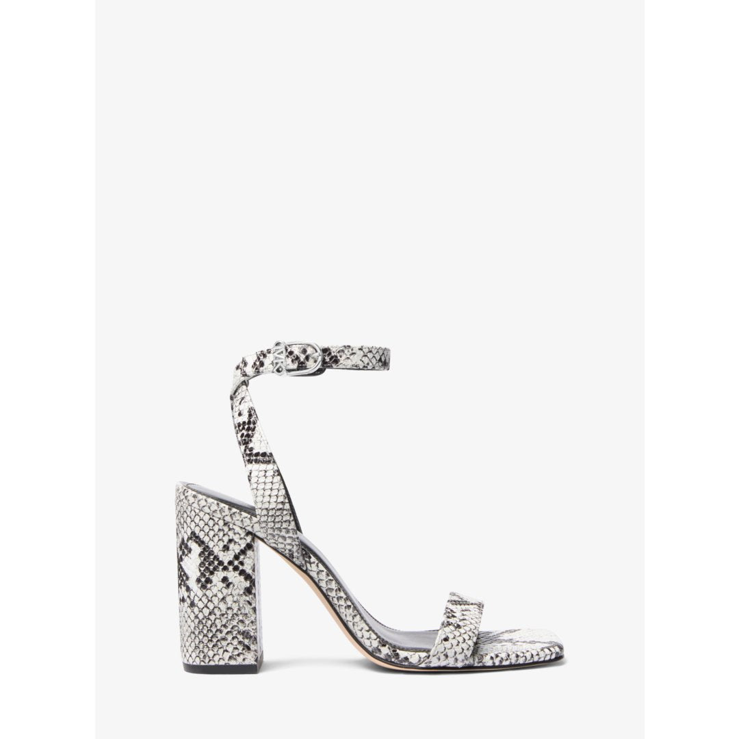 Michael Kors Merriam Snake Embossed Leather Block Heel Sandal