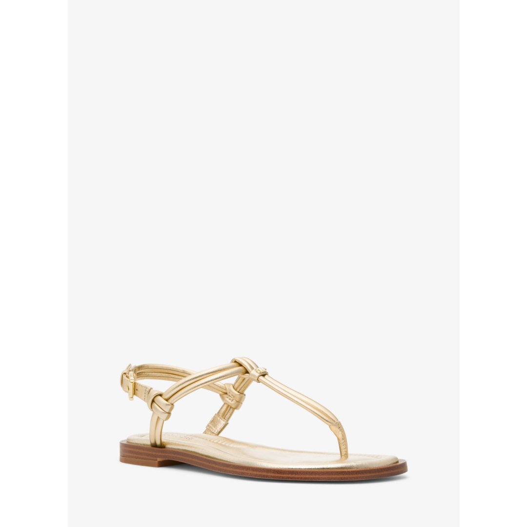 Michael Kors Astra Metallic Leather T-Strap Sandal