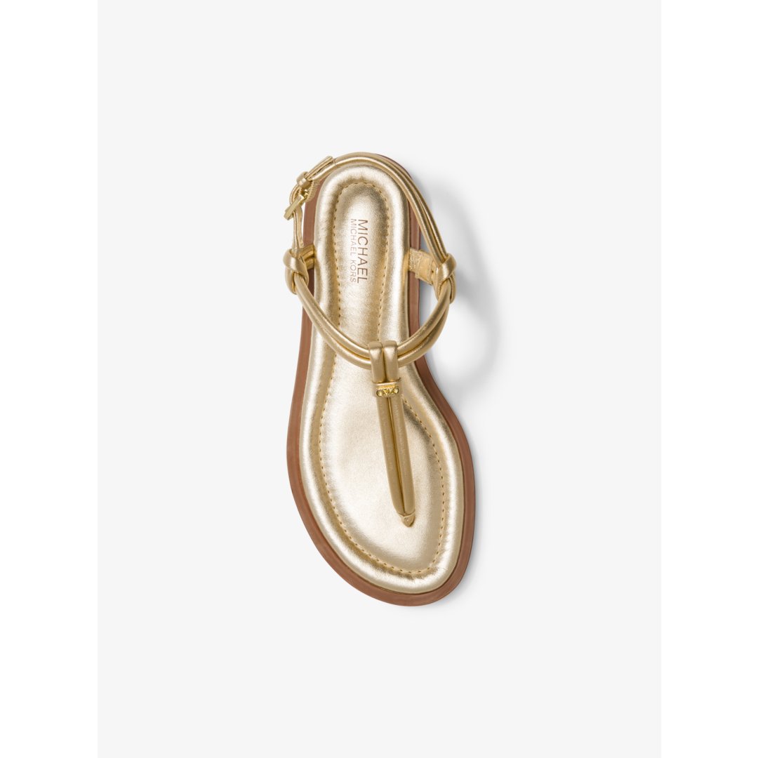 Michael Kors Astra Metallic Leather T-Strap Sandal