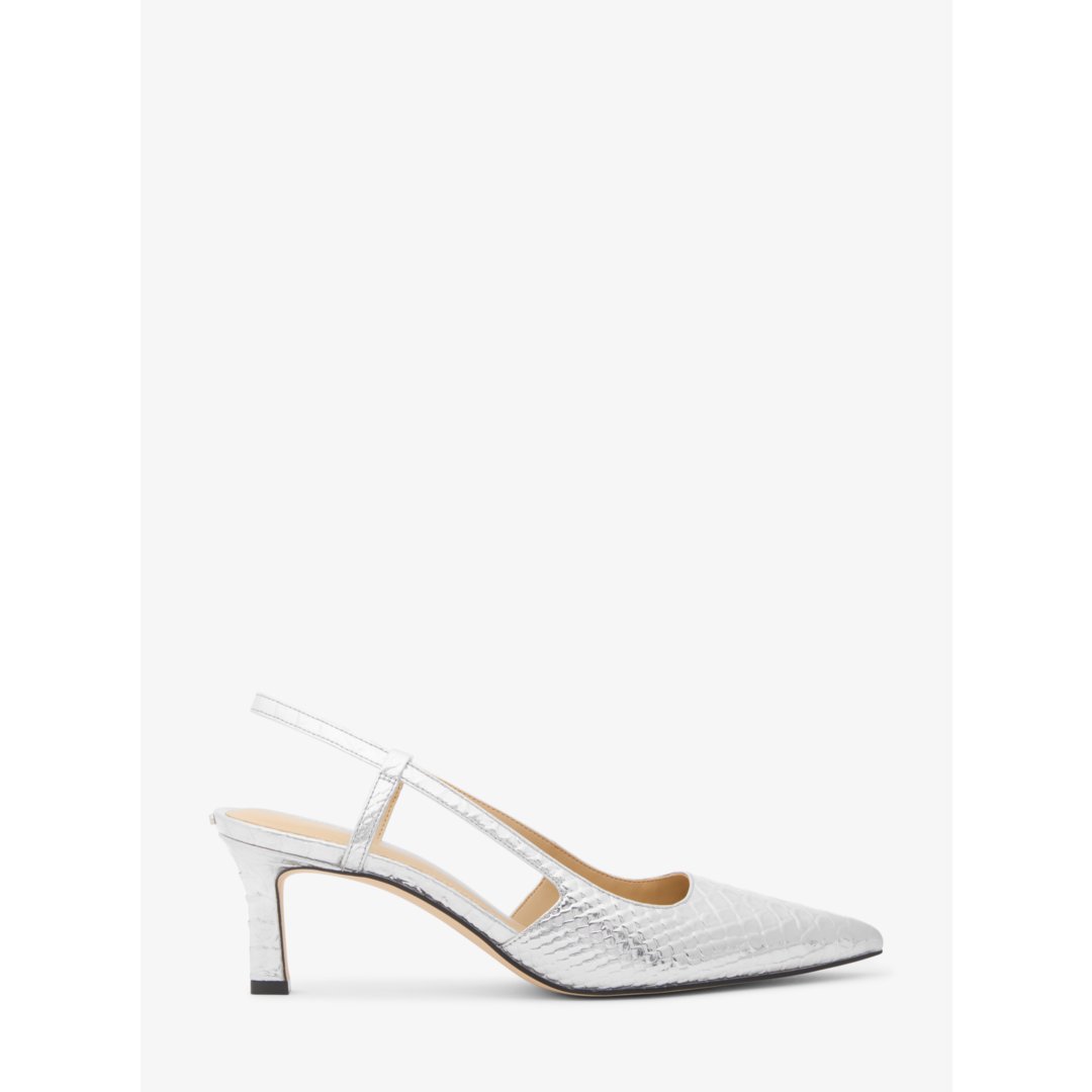 Michael Kors Alora Metallic Snake Embossed Leather Slingback Pump