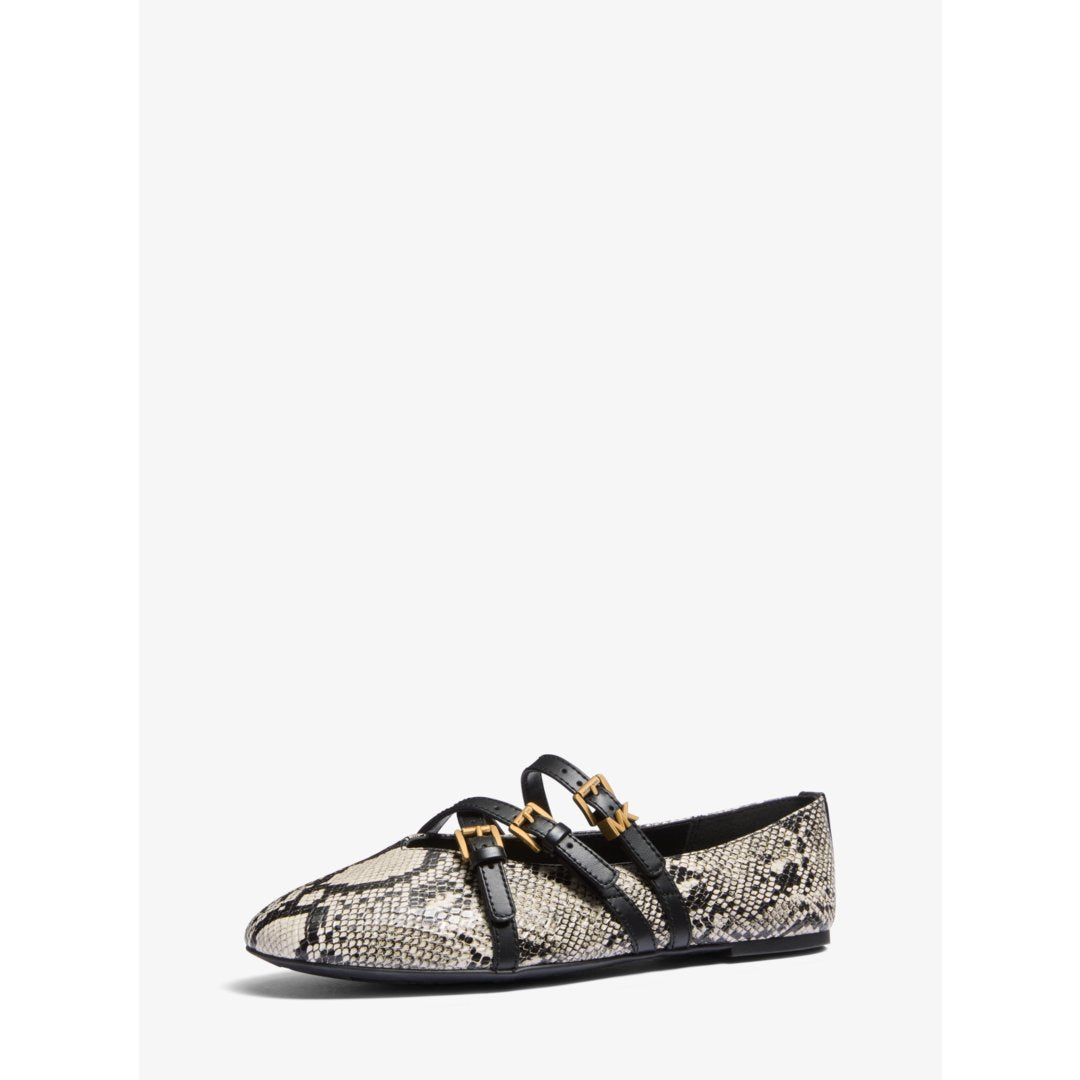 Michael Kors Indy Snake Embossed Leather Ballet Flat