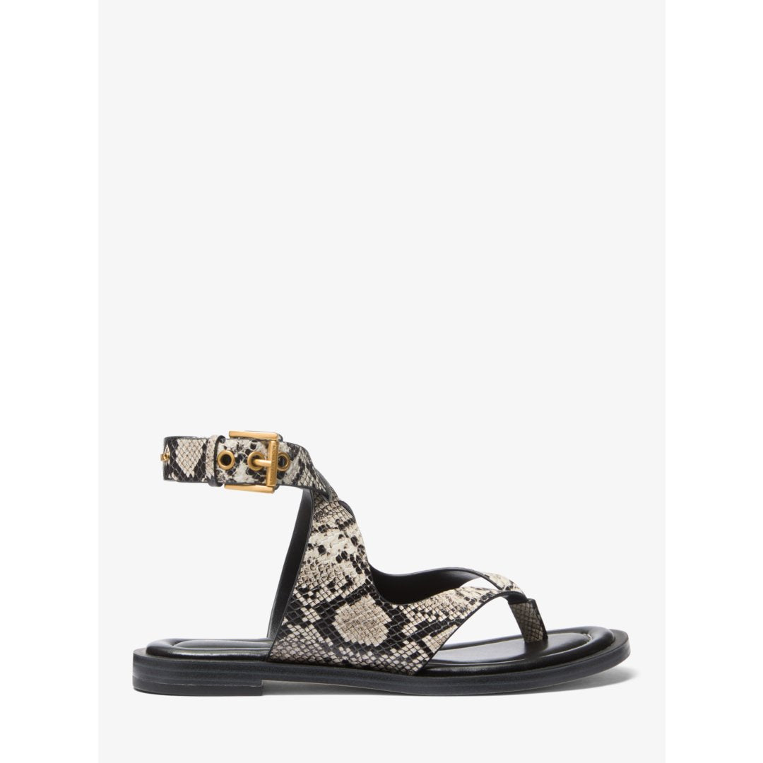 Michael Kors Irene Snake Embossed Leather Wrap Sandal