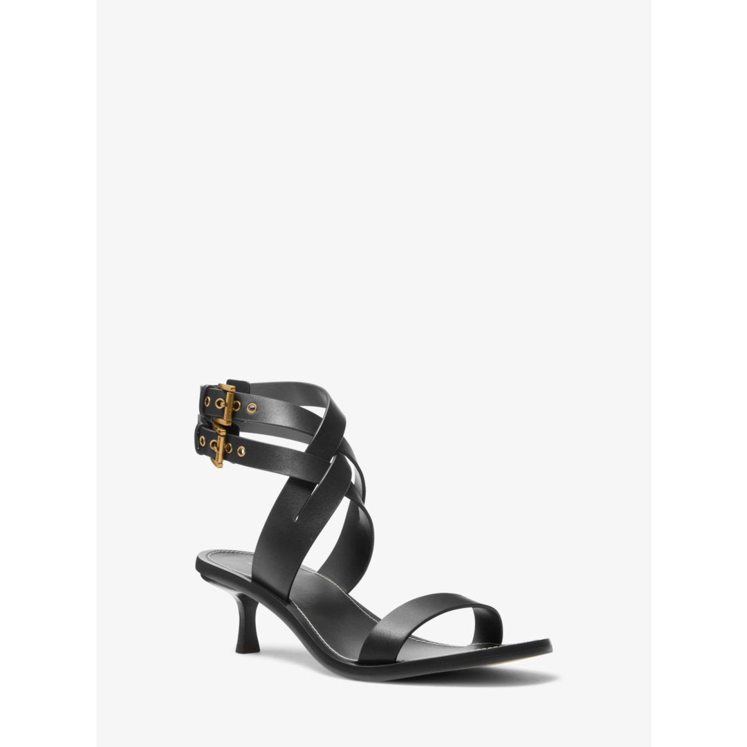 Michael Kors Irene Leather Kitten Heel Sandal