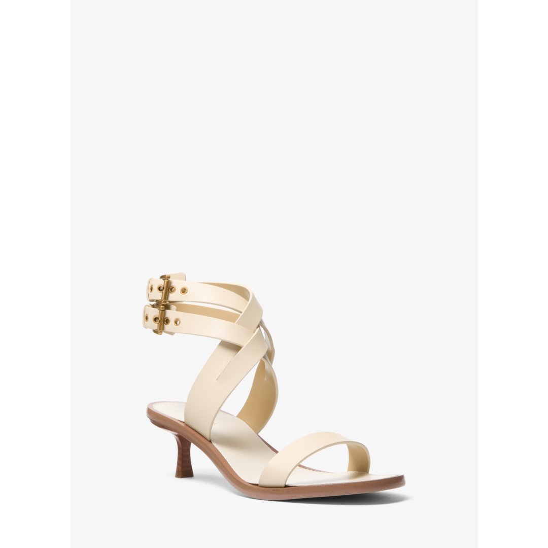 Michael Kors Irene Leather Kitten Heel Sandal