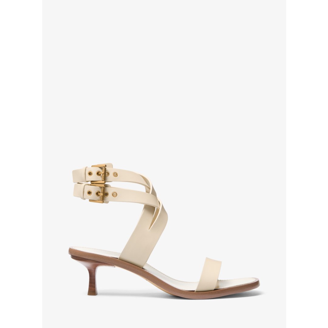 Michael Kors Irene Leather Kitten Heel Sandal