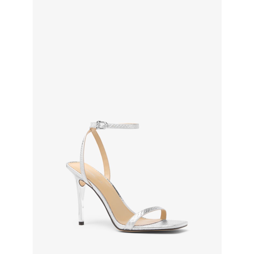 Michael Kors Liana Metallic Snake Embossed Leather Sandal