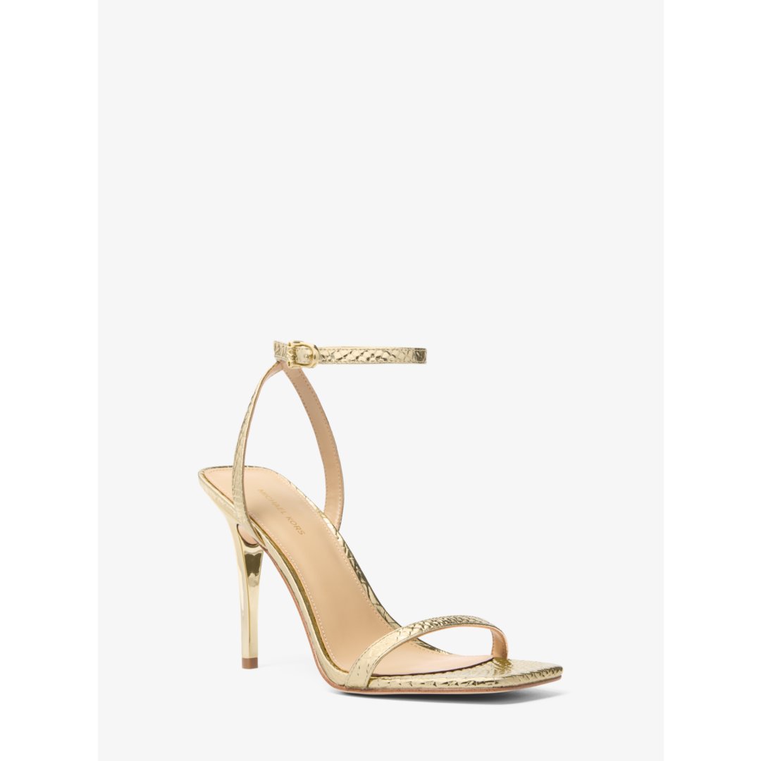 Michael Kors Liana Metallic Snake Embossed Leather Sandal