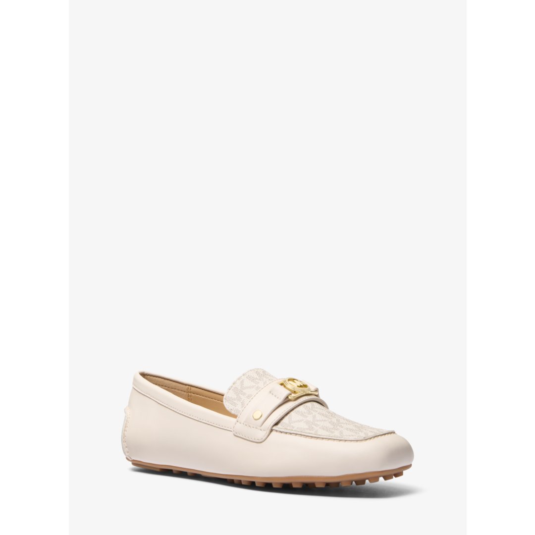 Michael Kors Mandy Leather and Signature Logo Moccasin Loafer