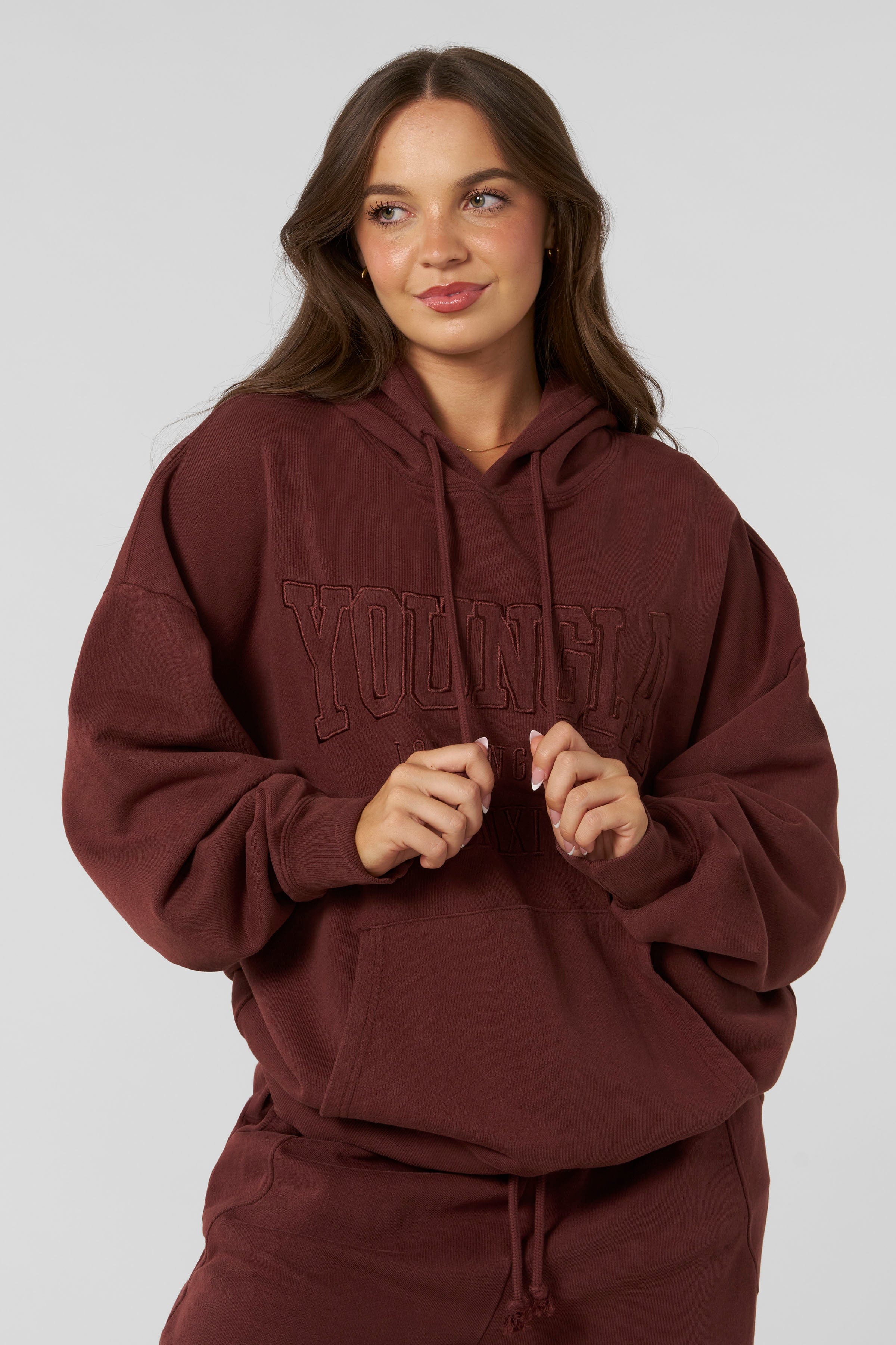 YoungLA W542 - Mineral Hoodie Brick Red