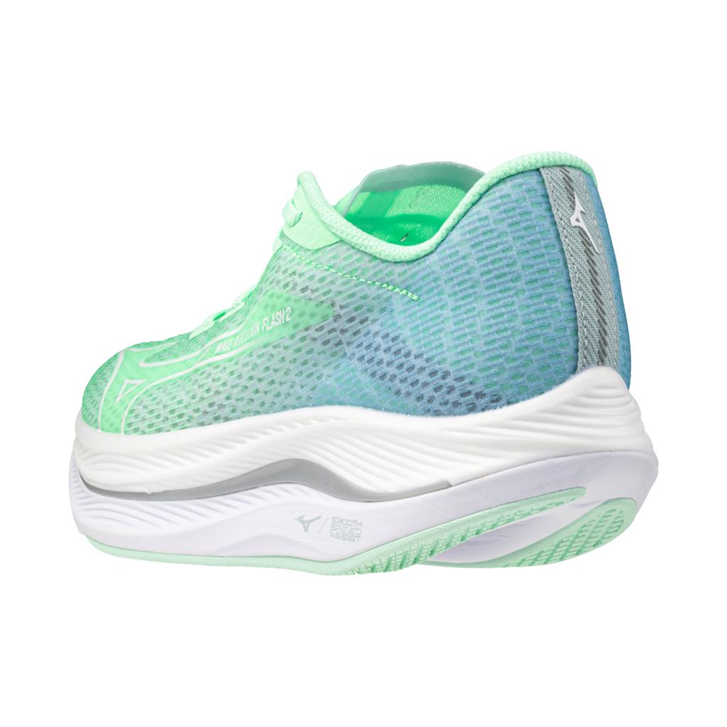 Mizuno Women's Wave Rebellion Flash 2 Running Shoe Neo Mint White
