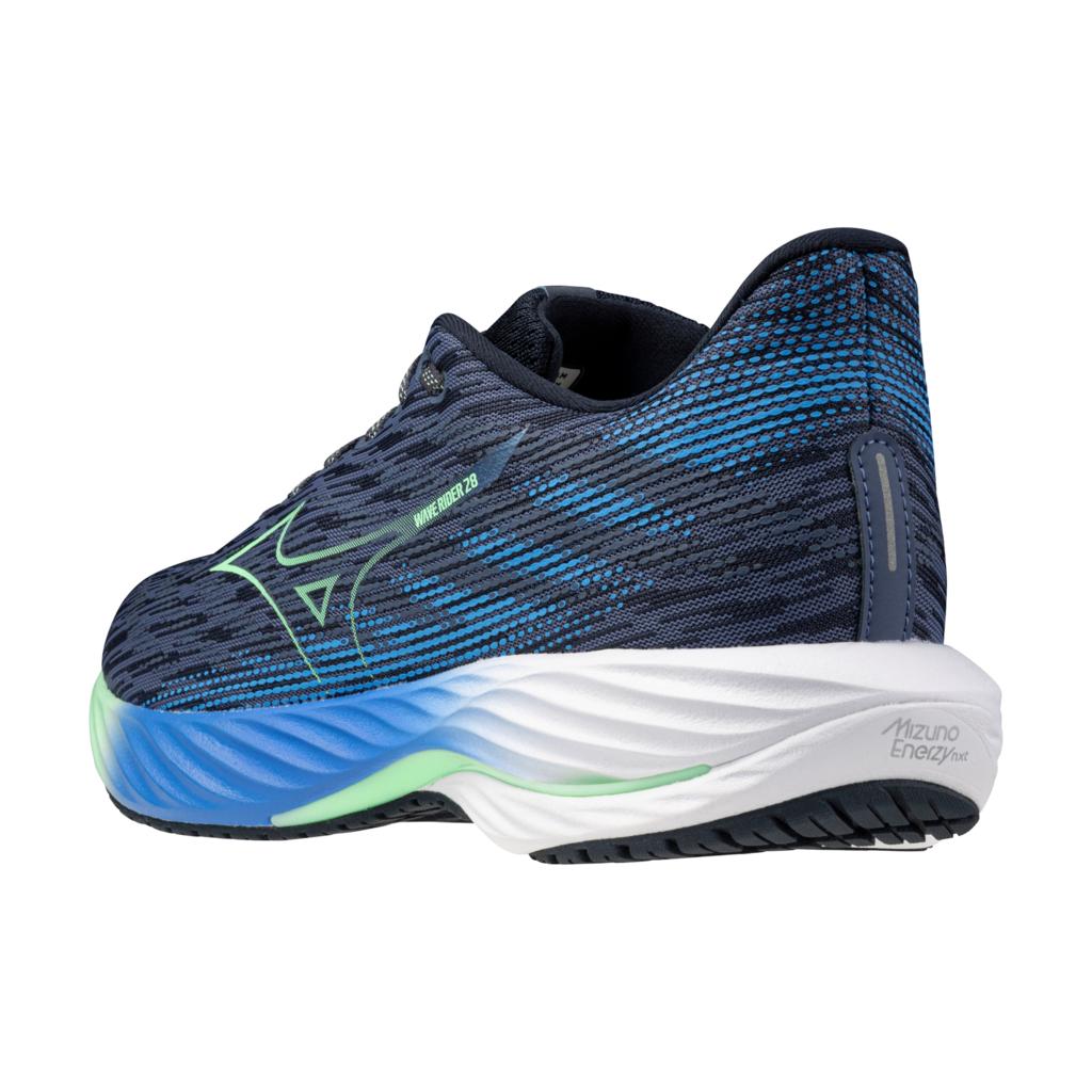 Mizuno Men's Wave Rider 28 Running Shoe Vintage Indigo Neo Mint