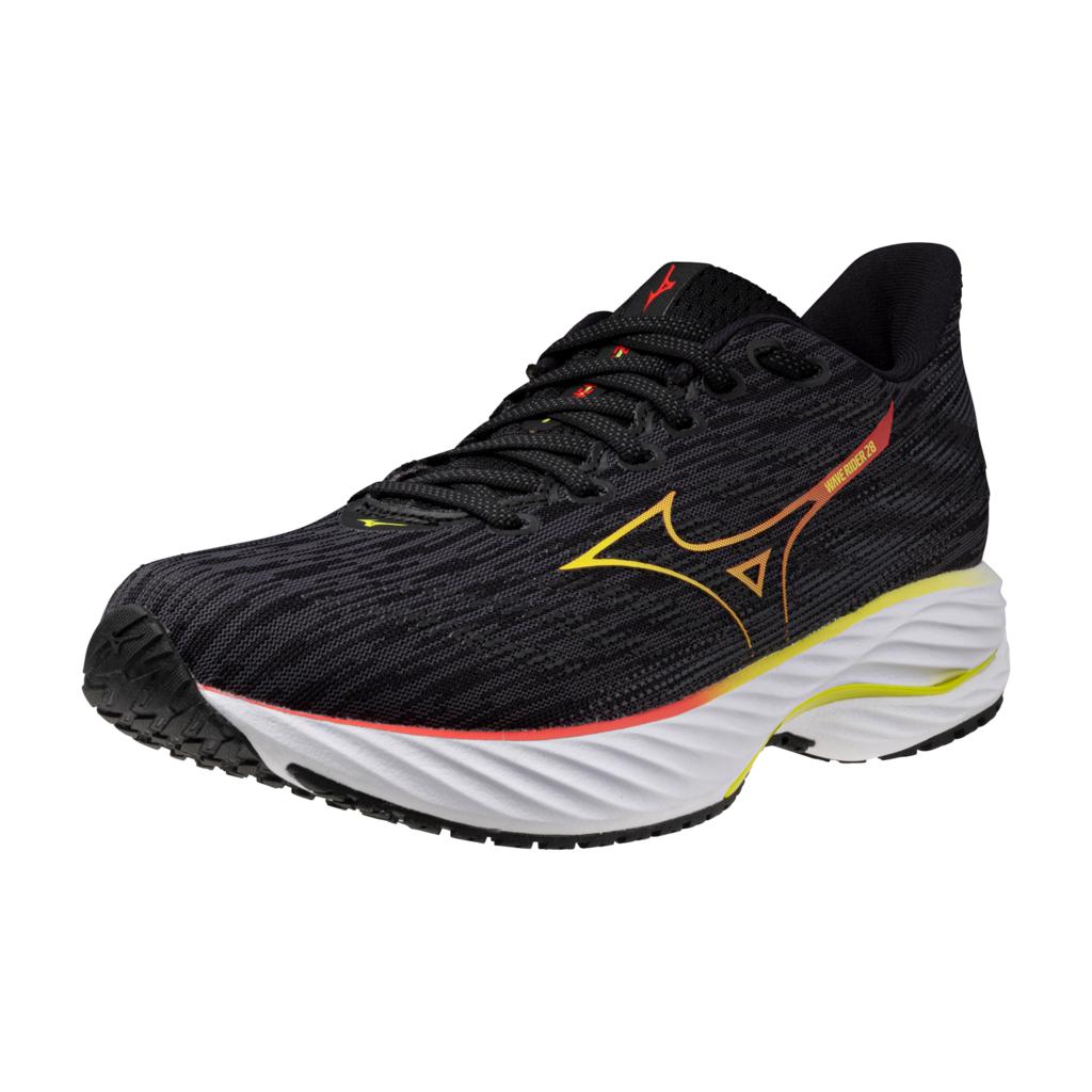 Mizuno Women's Wave Rider 28 Running Shoe Black Evening Primrose
