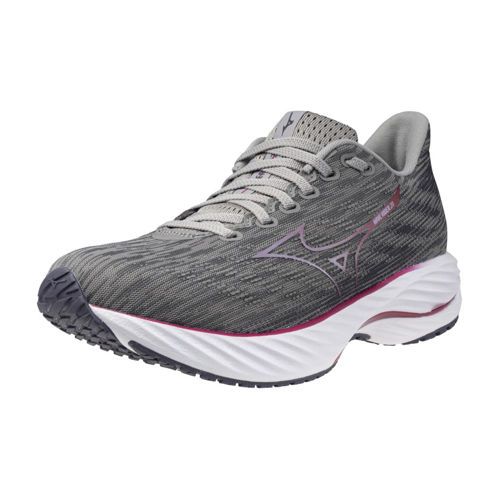 Mizuno Women's Wave Rider 28 Running Shoe Ultimate Grey Cosmo Chrome