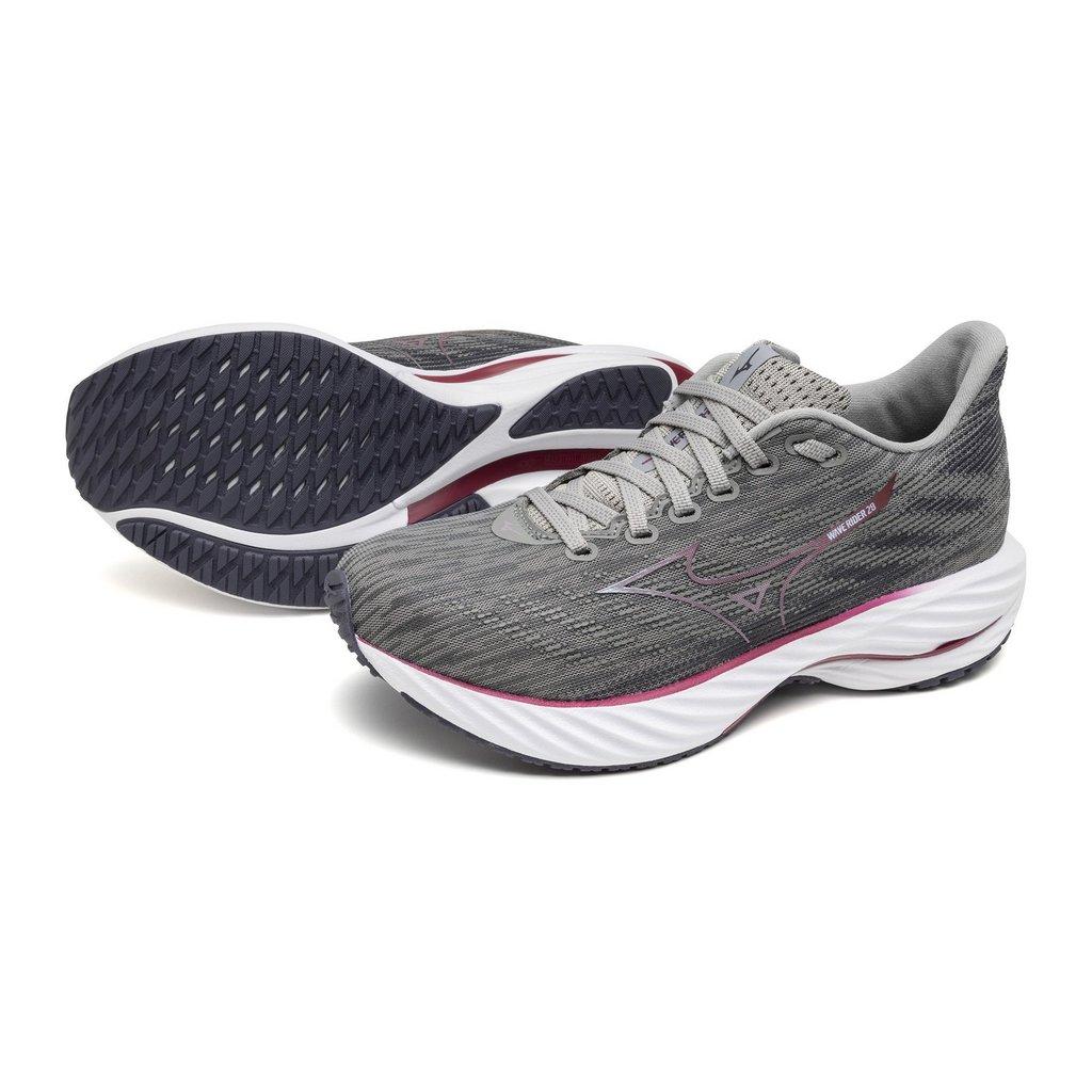 Mizuno Women's Wave Rider 28 Running Shoe Ultimate Grey Cosmo Chrome