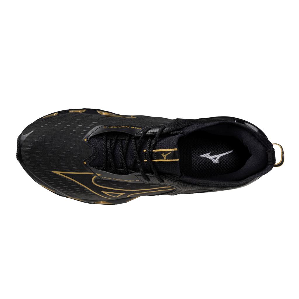 Mizuno Men's Wave Prophecy 14 Running Shoe Black Gold