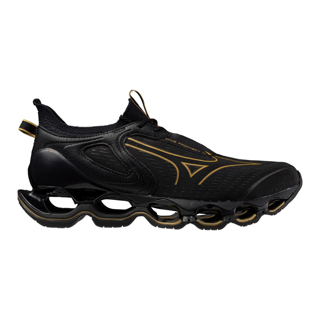 Mizuno Men's Wave Prophecy 14 Running Shoe Black Gold