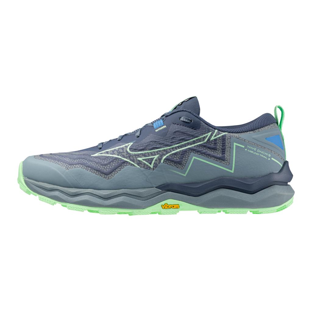 Mizuno Men's Wave Daichi 9 Trail Running Shoe Vintage Indigo Neo Mint