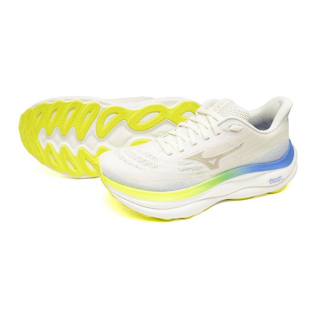 Mizuno Women's Wave Sky 9 Wide D Running Shoe Snow White Silver Birch