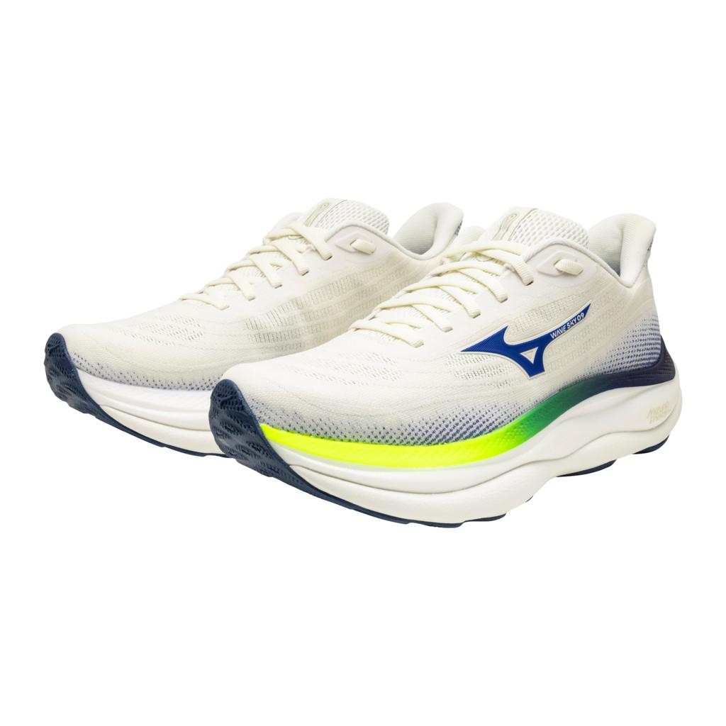 Mizuno Men's Wave Sky 9 Wide 2E Running Shoe Snow White Surf The Web