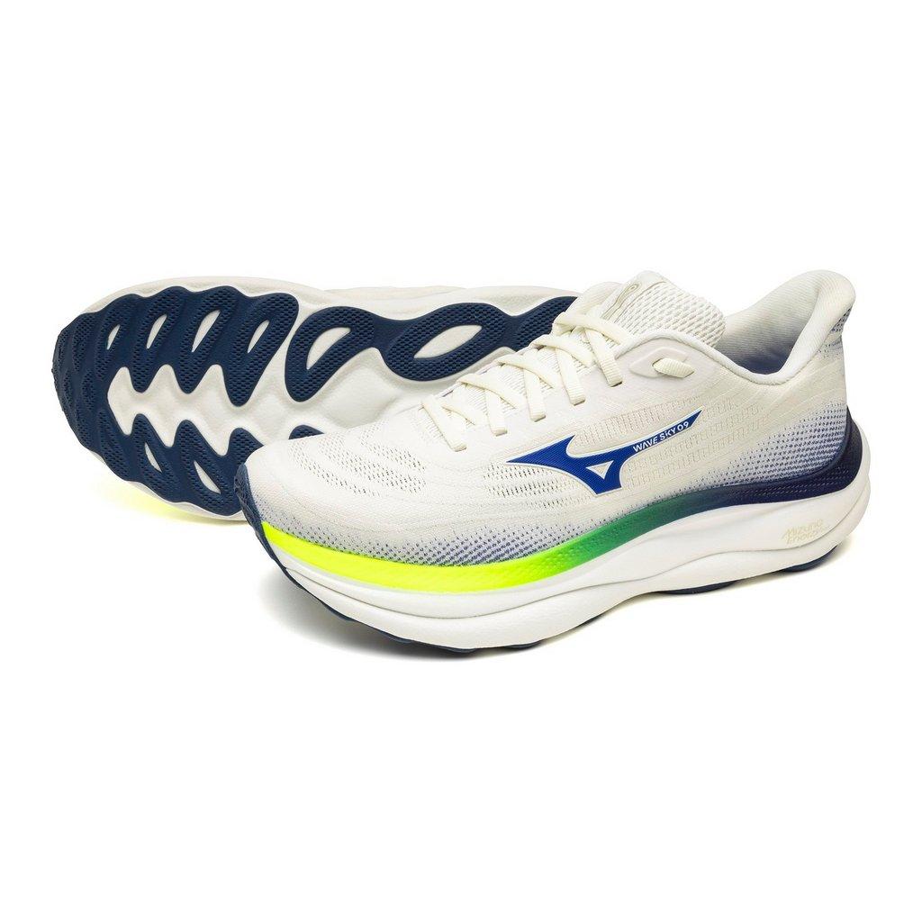 Mizuno Men's Wave Sky 9 Wide 2E Running Shoe Snow White Surf The Web