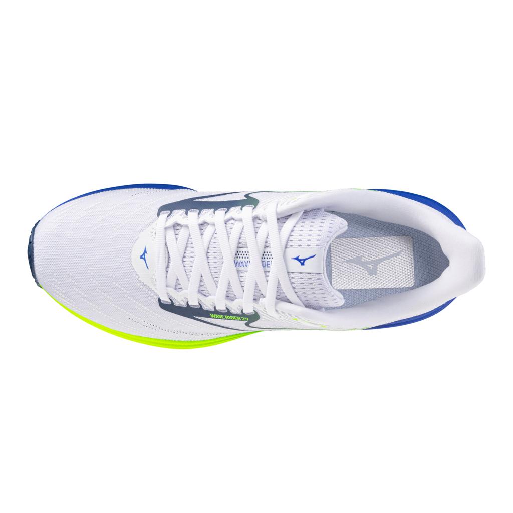Mizuno Men's Wave Rider 29 Running Shoe White Estate Blue