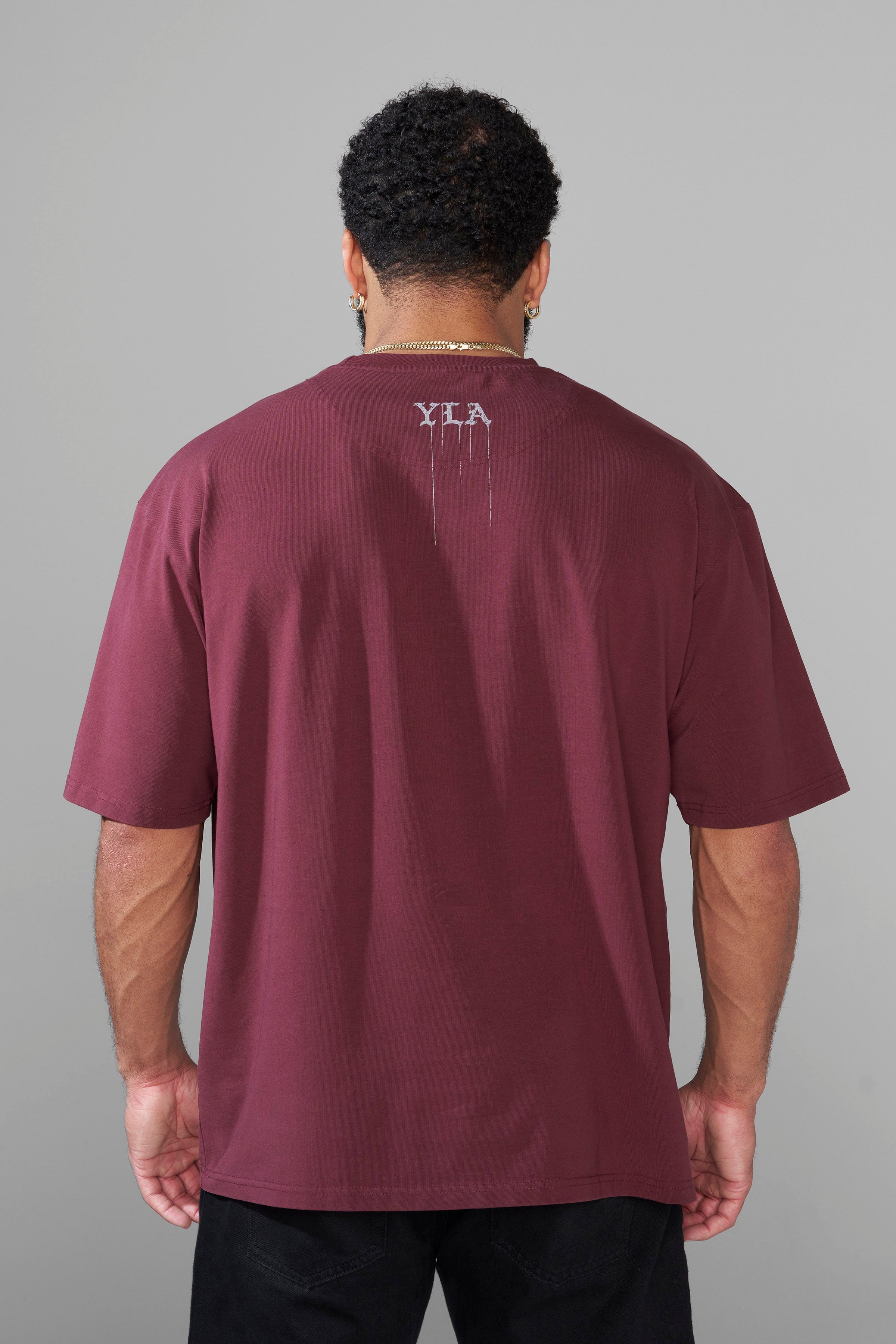 YoungLA 4116 - Floral Skull Tees Dark Red