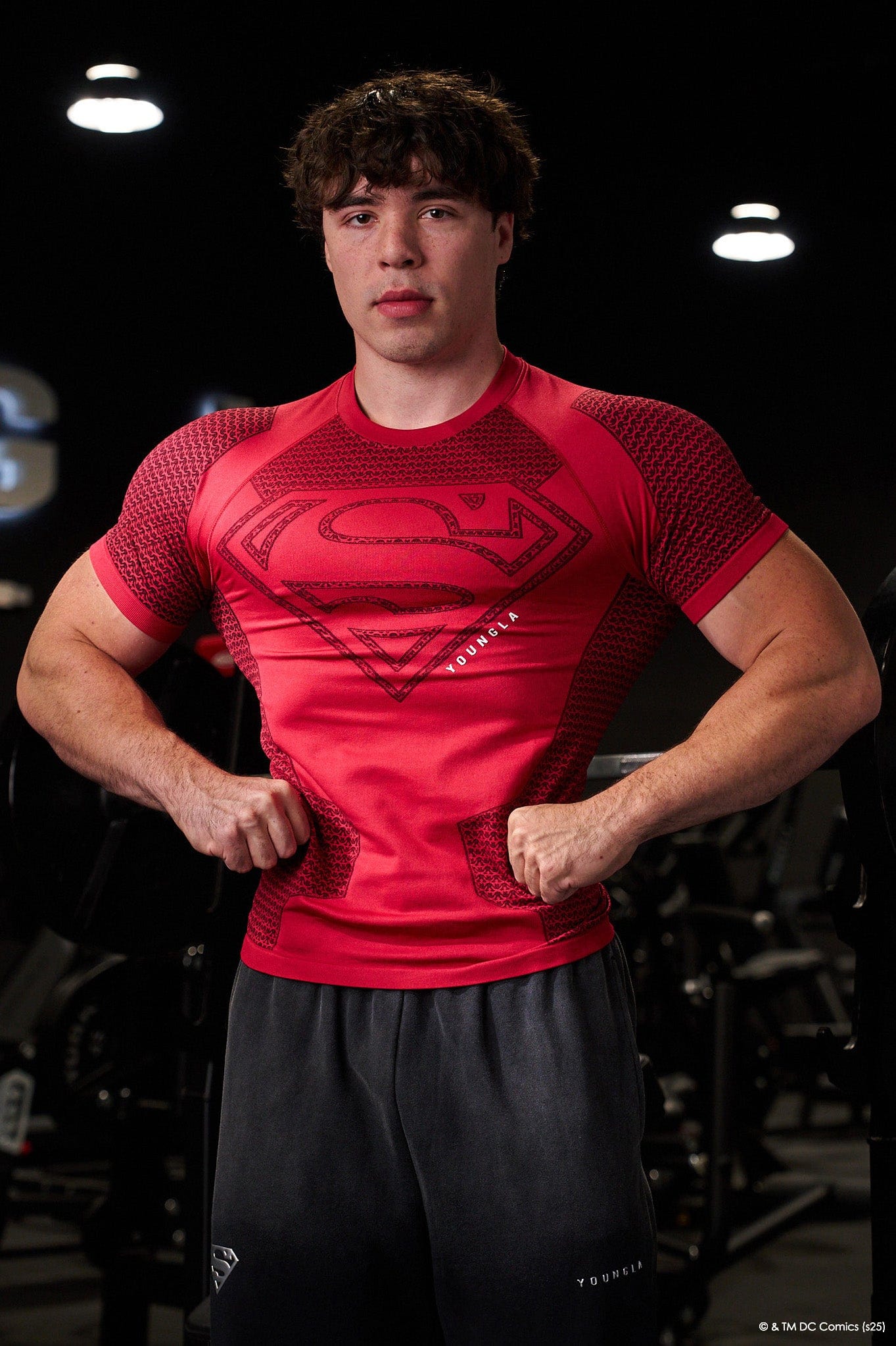 YoungLA 4117 Superman Compression Tees Red