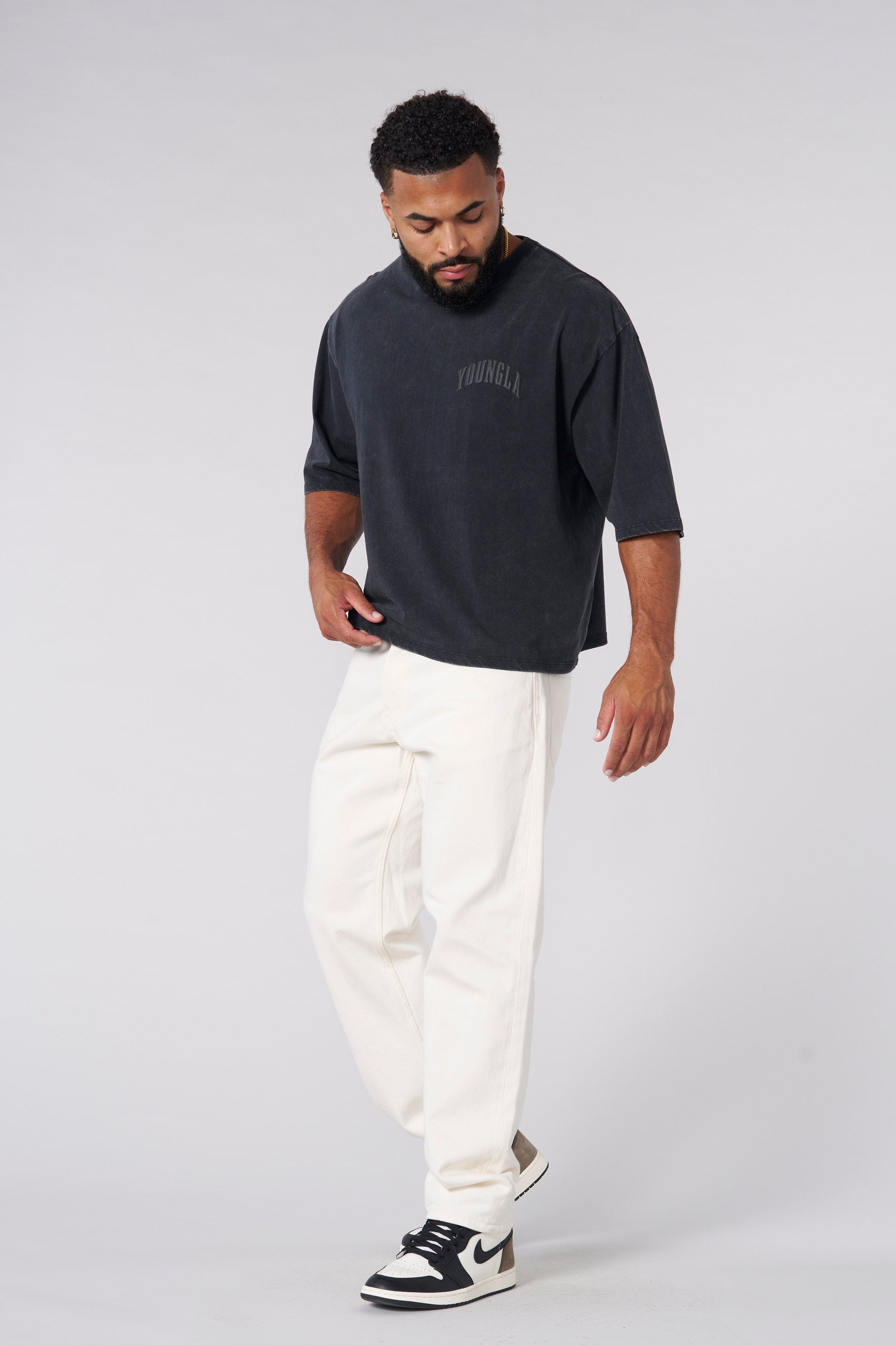 YoungLA 4138 - Foundation Cropped Tees Black Wash