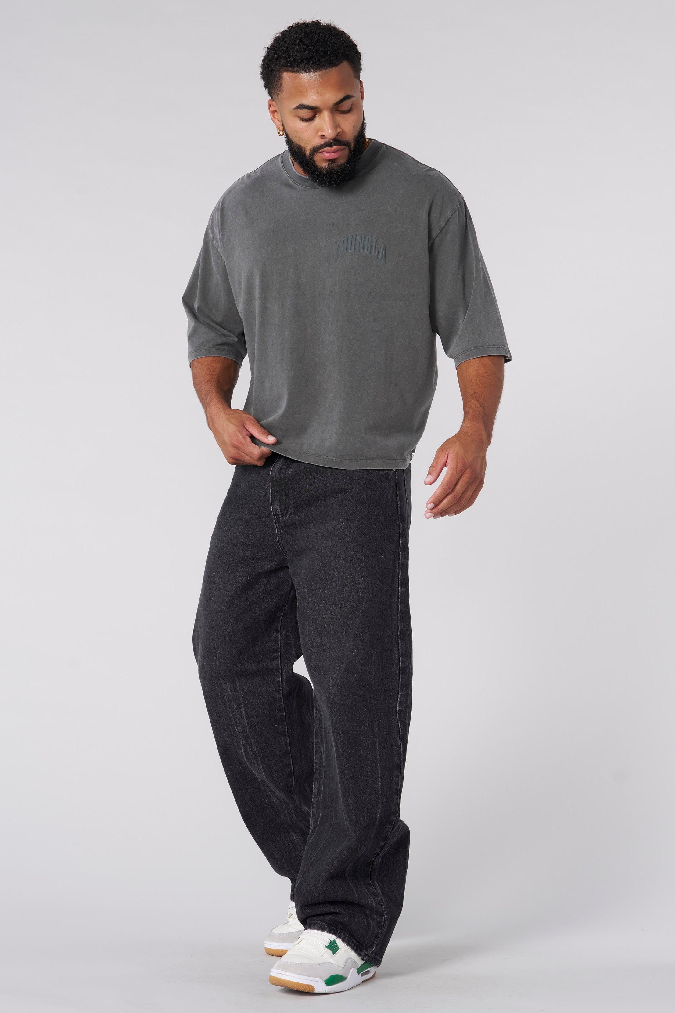 YoungLA 4138 - Foundation Cropped Tees Forest Green Wash