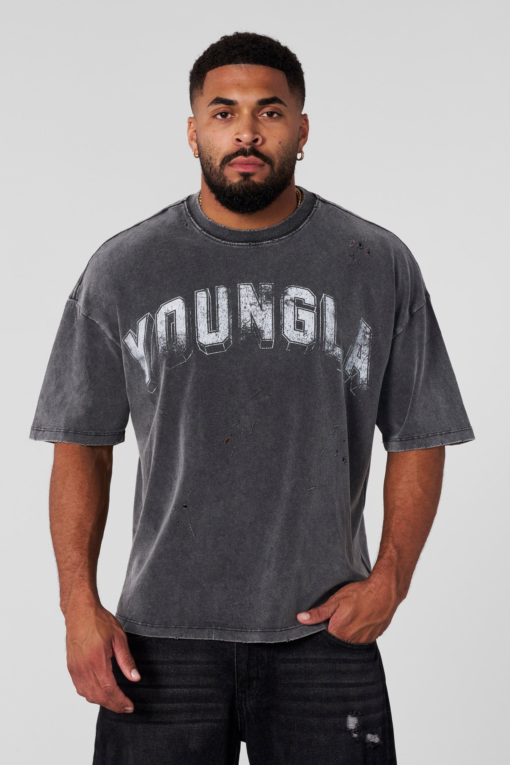 YoungLA 4146 - Scuffed Cloud Tees Grey Wash