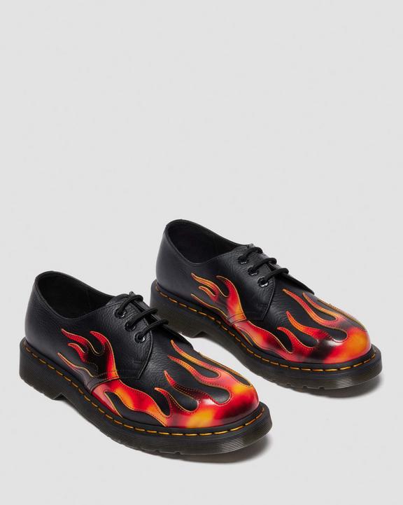 Dr Martens 1461 Flame - Black+Vibrant Red+Dms Yellow