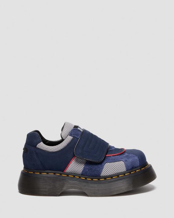 Dr Martens Buzz Strap Mixed Material Shoes - Midnight Blue+Mid Grey