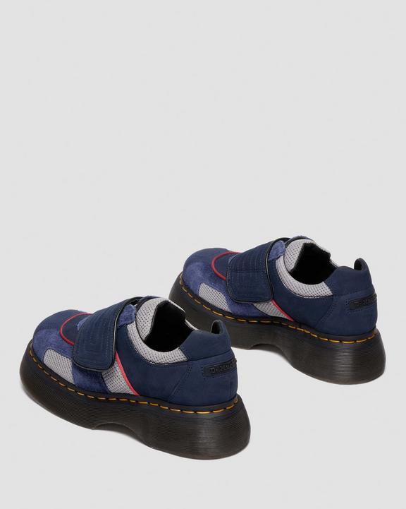 Dr Martens Buzz Strap Mixed Material Shoes - Midnight Blue+Mid Grey