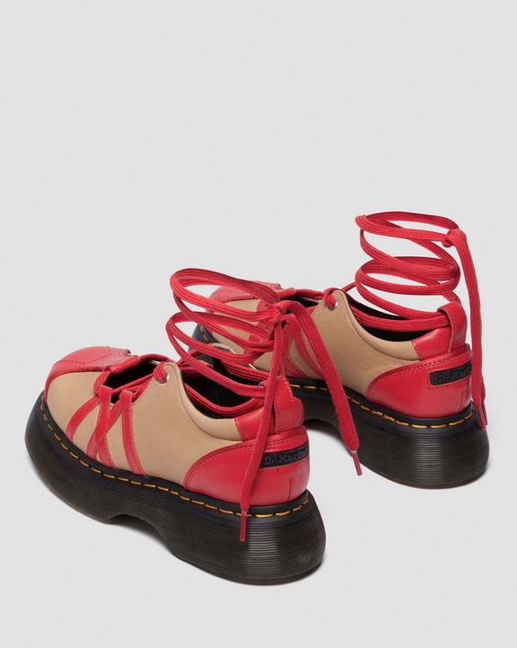 Dr Martens Buzz Ballerina Leather Shoes - Vibrant Red+Vintage Taupe