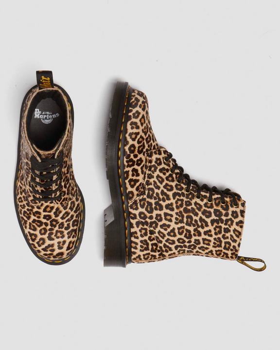Dr Martens Leopard Leather Lace Up Boots - Light Tan