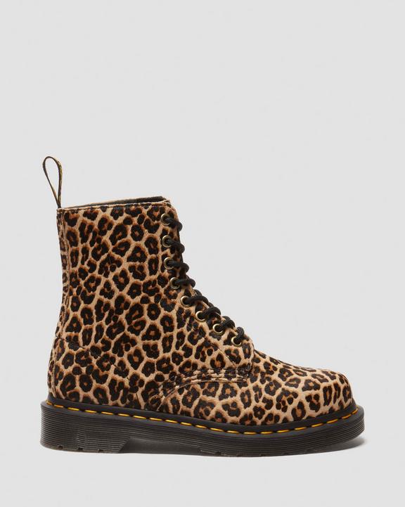 Dr Martens Leopard Leather Lace Up Boots - Light Tan