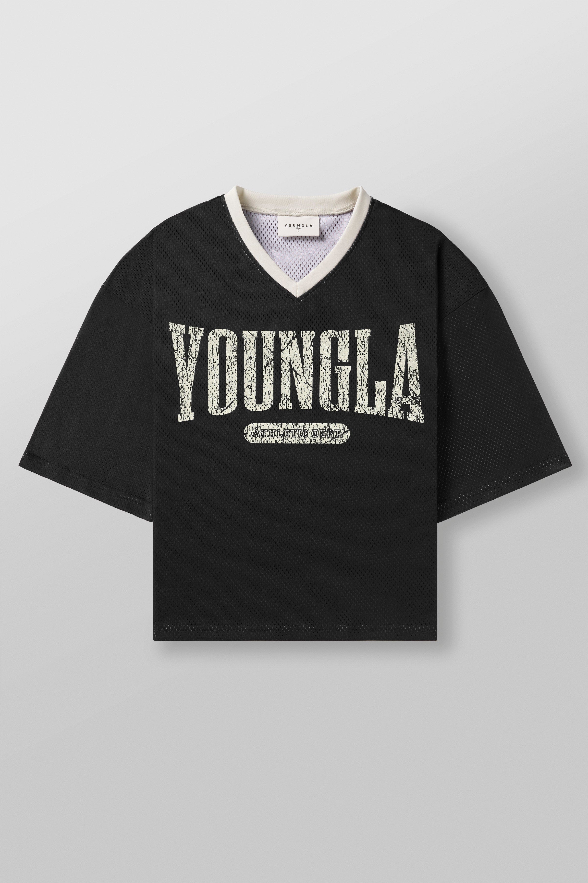 YoungLA 4187 - Varsity Football Cropped Jersey Black