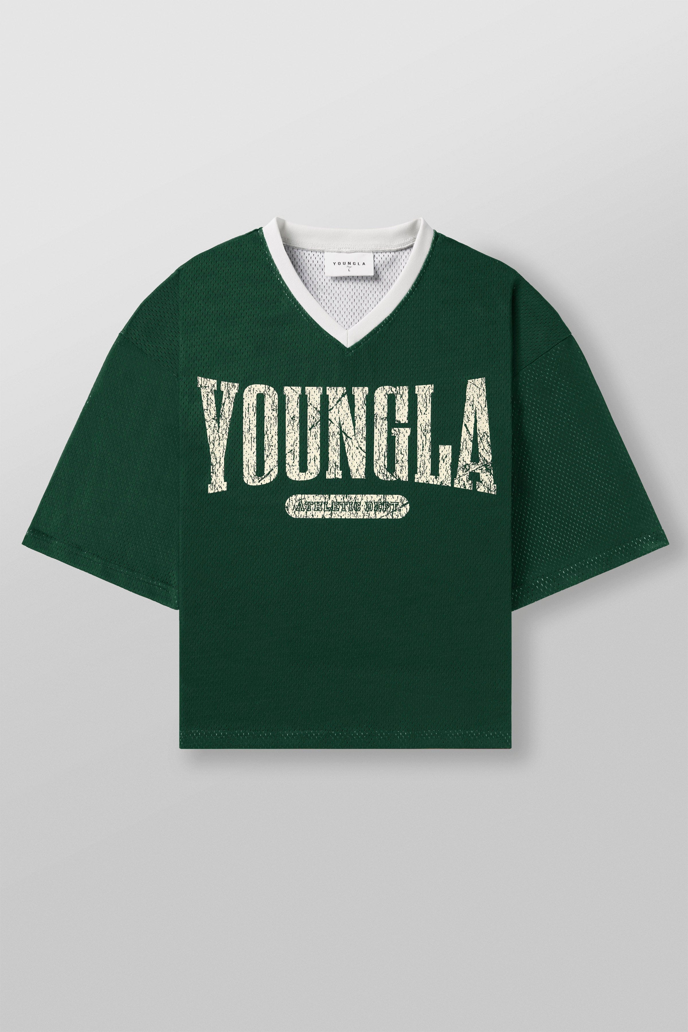 YoungLA 4187 - Varsity Football Cropped Jersey Green