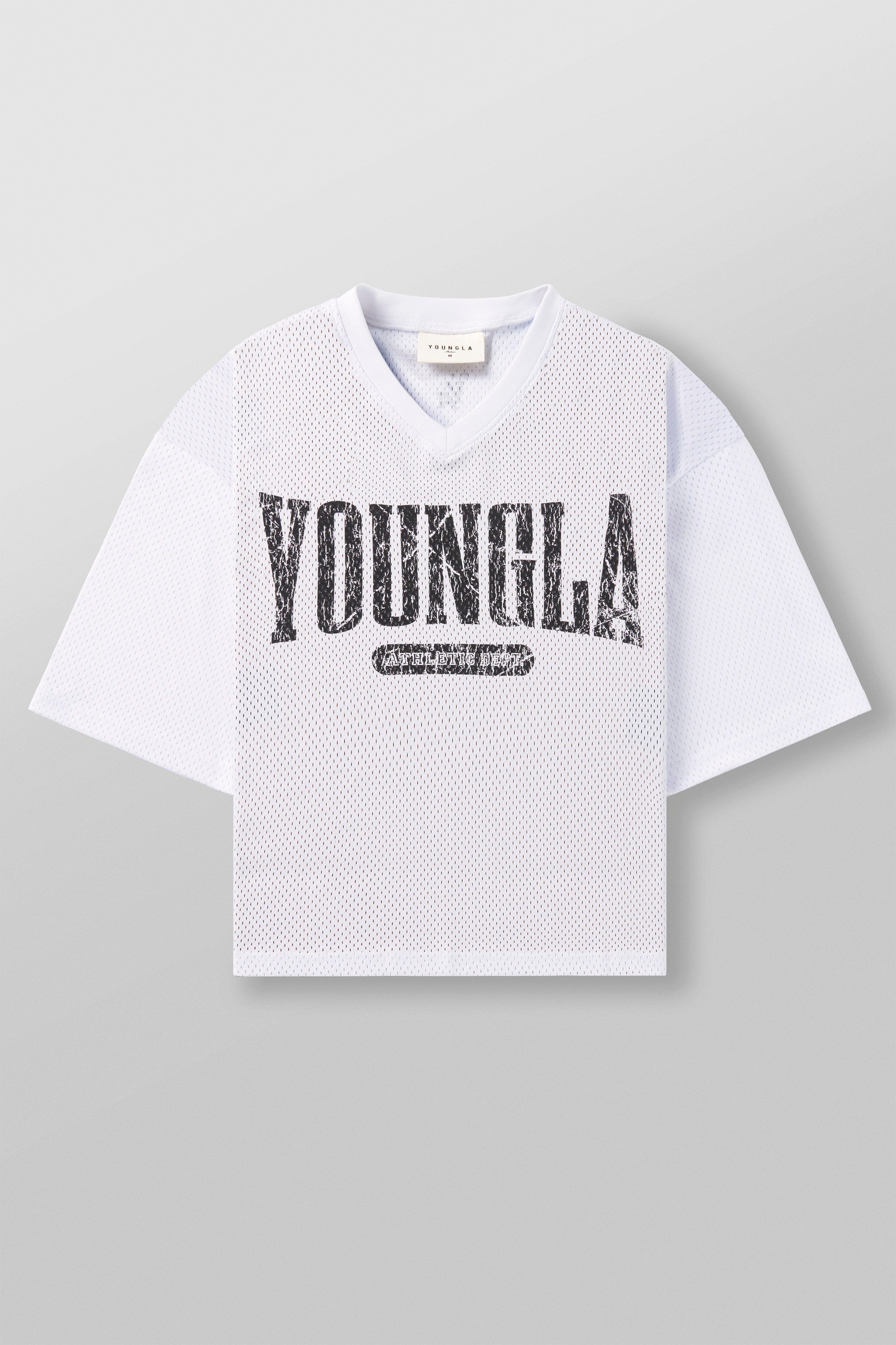 YoungLA 4187 - Varsity Football Cropped Jersey White