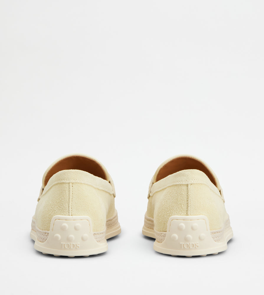Tods Loafers In Suede Yellow Womens