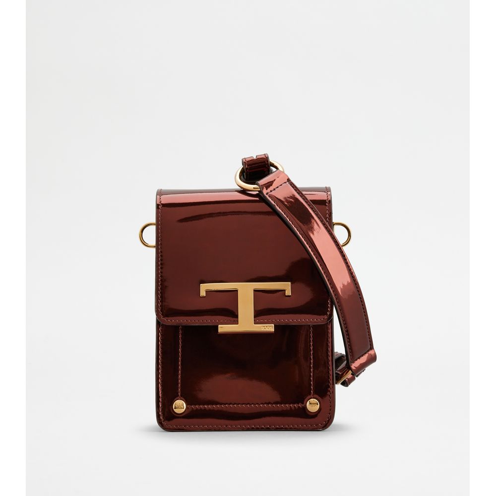 Tods T Timeless Bag In Leather Micro Maroon
