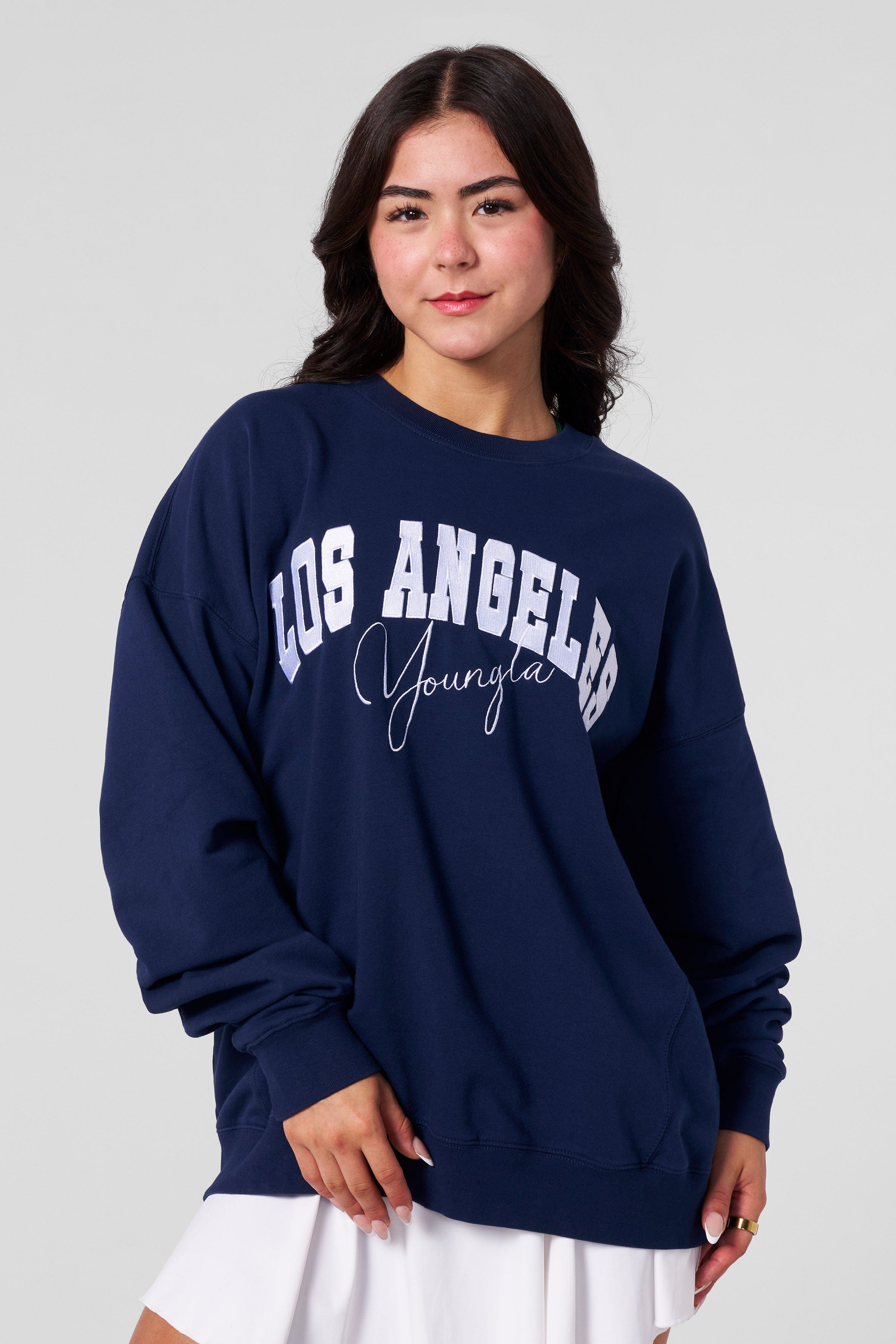 YoungLA W563 Varsity Crewneck Navy