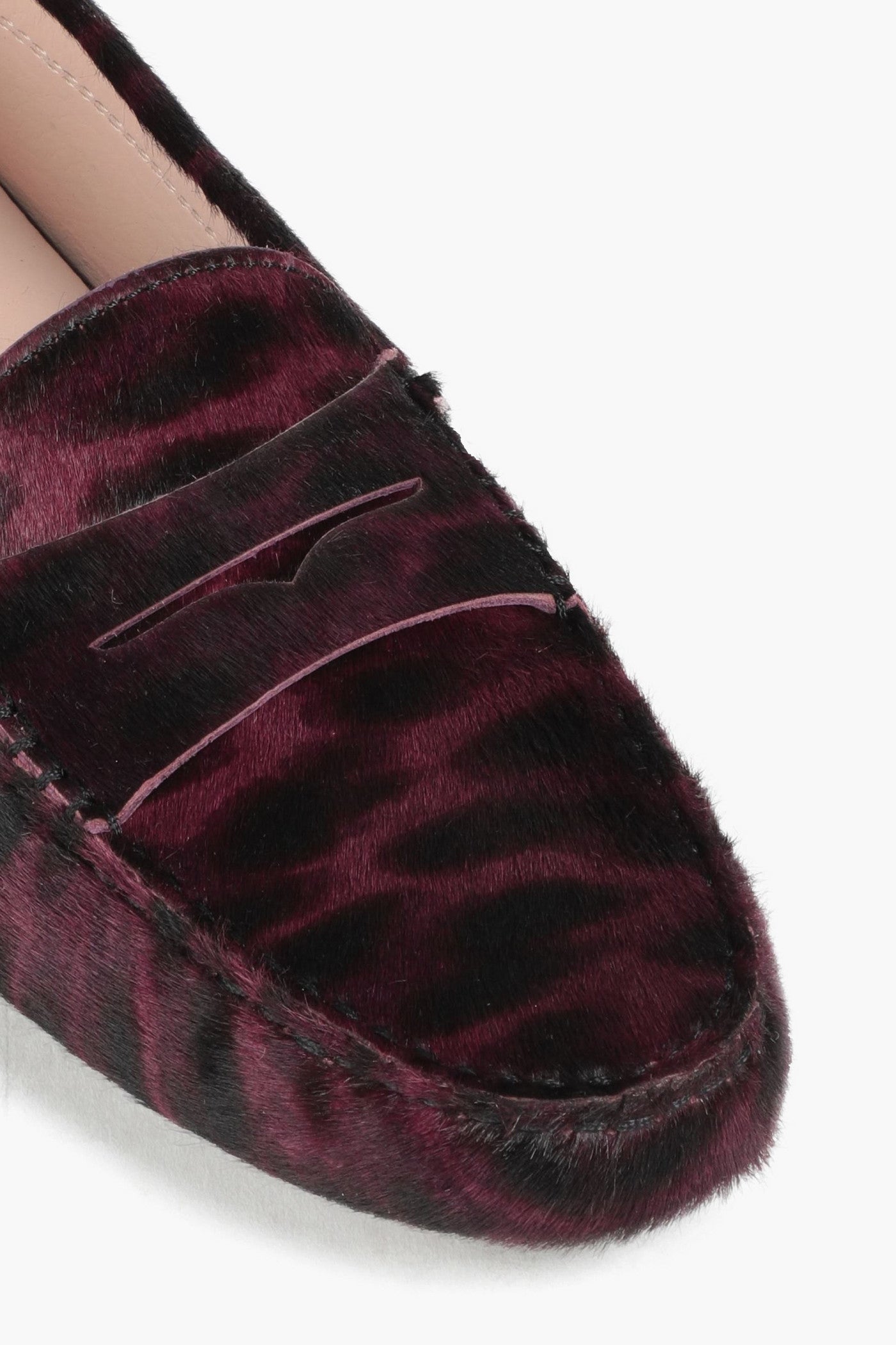 Tod's Gommino Leopard-Print Calf Hair Loafers Violet Women's