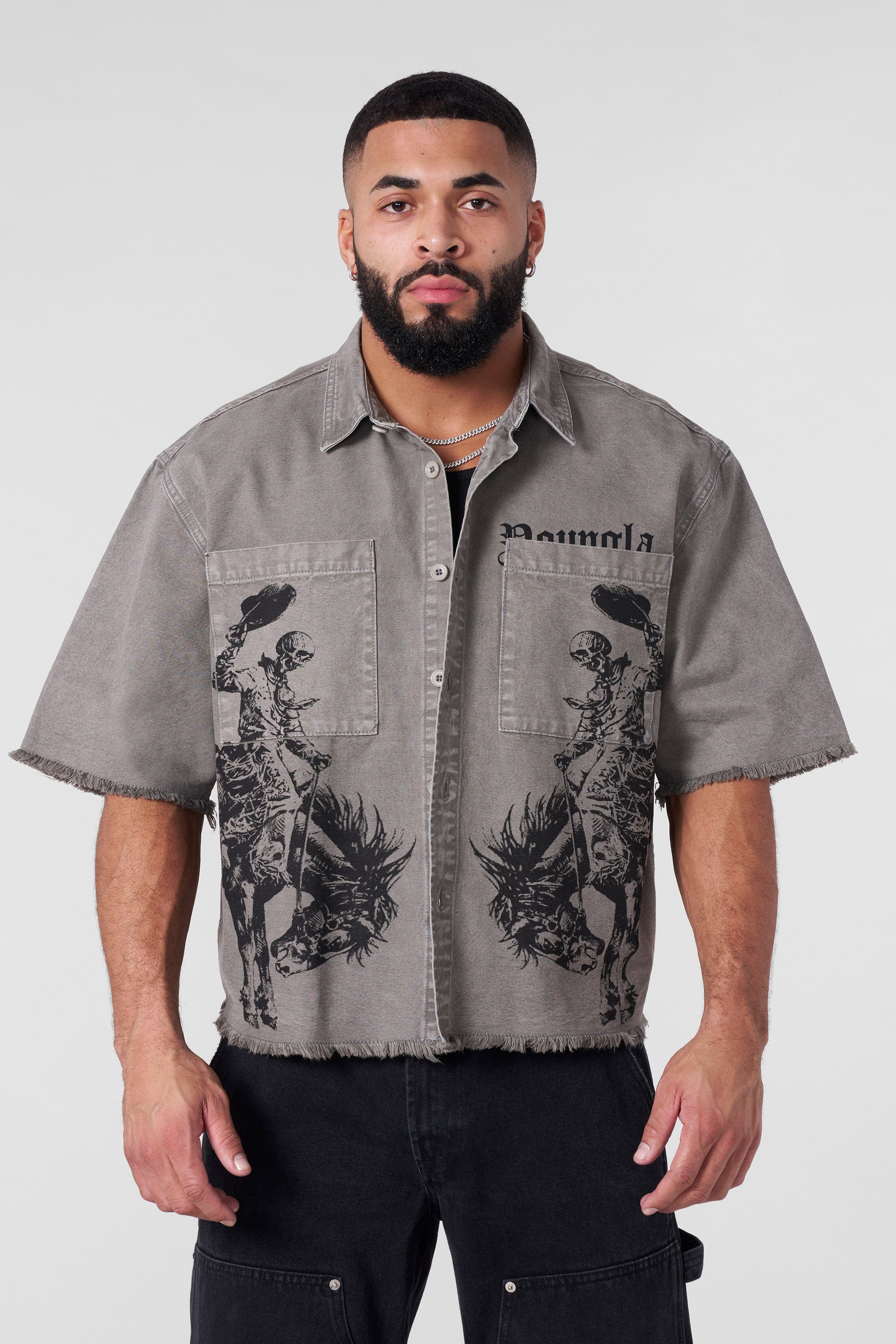 YoungLA 4231 - Hats Off Button Ups Grey Khaki Wash